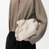 Nappa dana derisinden orta boy Flamenco clutch Sea Salt