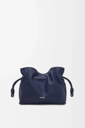 Nappa dana derisinden üretilmiş mini Flamenco clutch çanta Abyss Blue