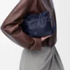 Nappa dana derisinden üretilmiş mini Flamenco clutch çanta Abyss Blue