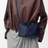 Nappa dana derisinden üretilmiş mini Flamenco clutch çanta Abyss Blue