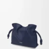 Nappa dana derisinden üretilmiş mini Flamenco clutch çanta Abyss Blue