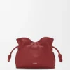 Nappa dana derisinden üretilmiş mini Flamenco clutch çanta, Burnt Red