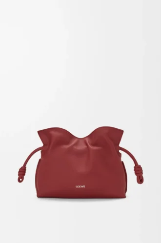 Nappa dana derisinden üretilmiş mini Flamenco clutch çanta, Burnt Red