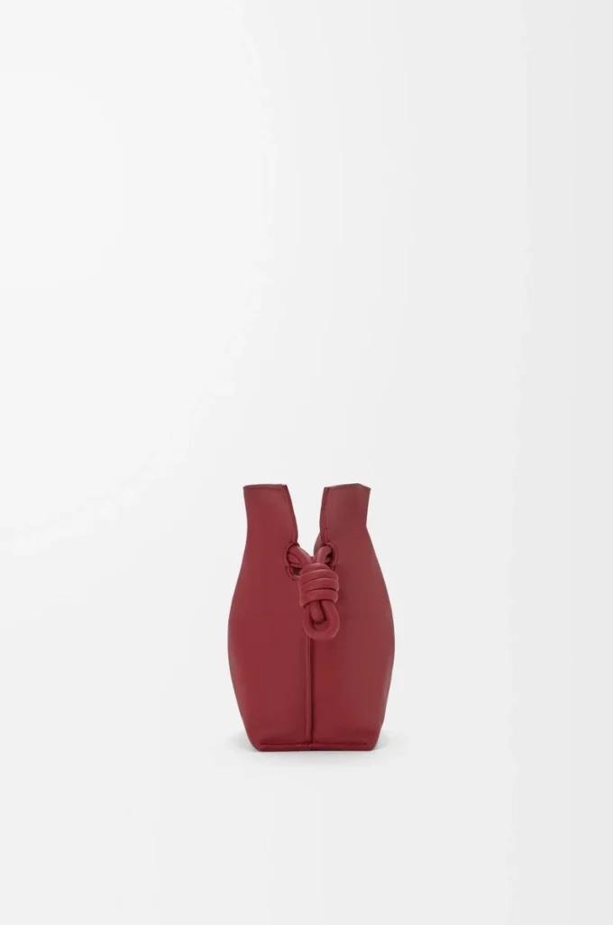 Nappa dana derisinden üretilmiş mini Flamenco clutch çanta, Burnt Red