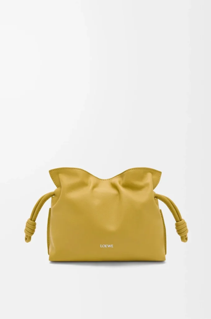 Nappa dana derisinden üretilmiş mini Flamenco clutch çanta Ginger