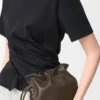 Nappa dana derisinden üretilmiş mini Flamenco clutch, Çikolata rengi