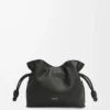Nappa dana derisinden üretilmiş Mini Flamenco clutch Siyah