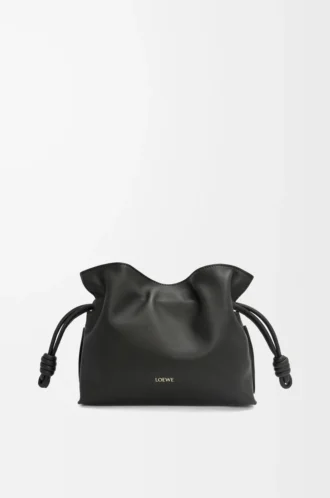 Nappa dana derisinden üretilmiş Mini Flamenco clutch Siyah