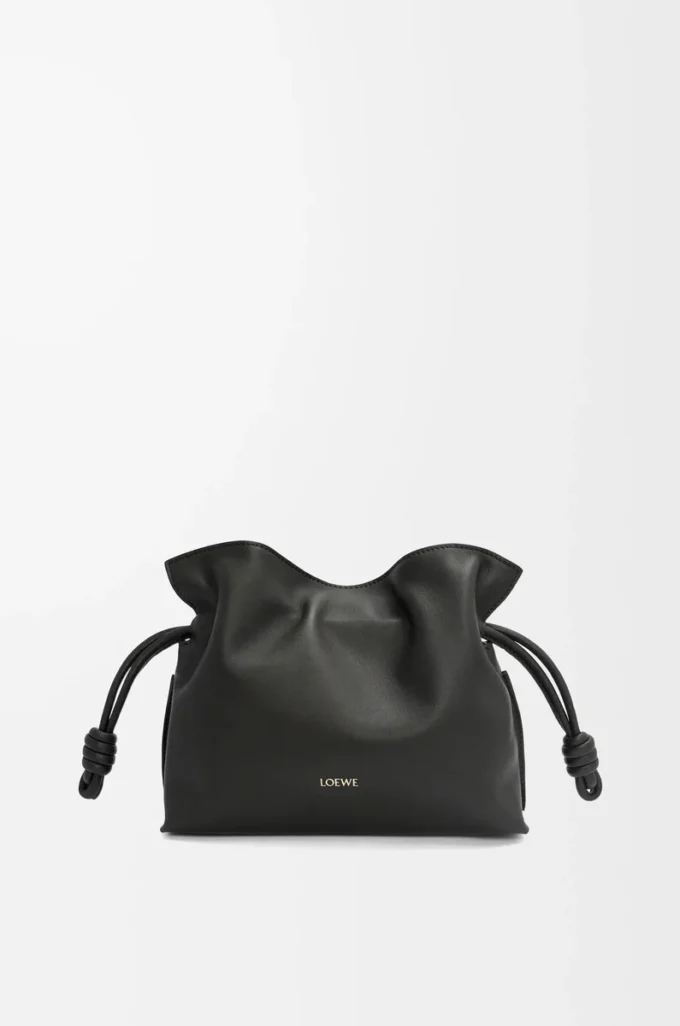 Nappa dana derisinden üretilmiş Mini Flamenco clutch Siyah