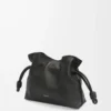 Nappa dana derisinden üretilmiş Mini Flamenco clutch Siyah