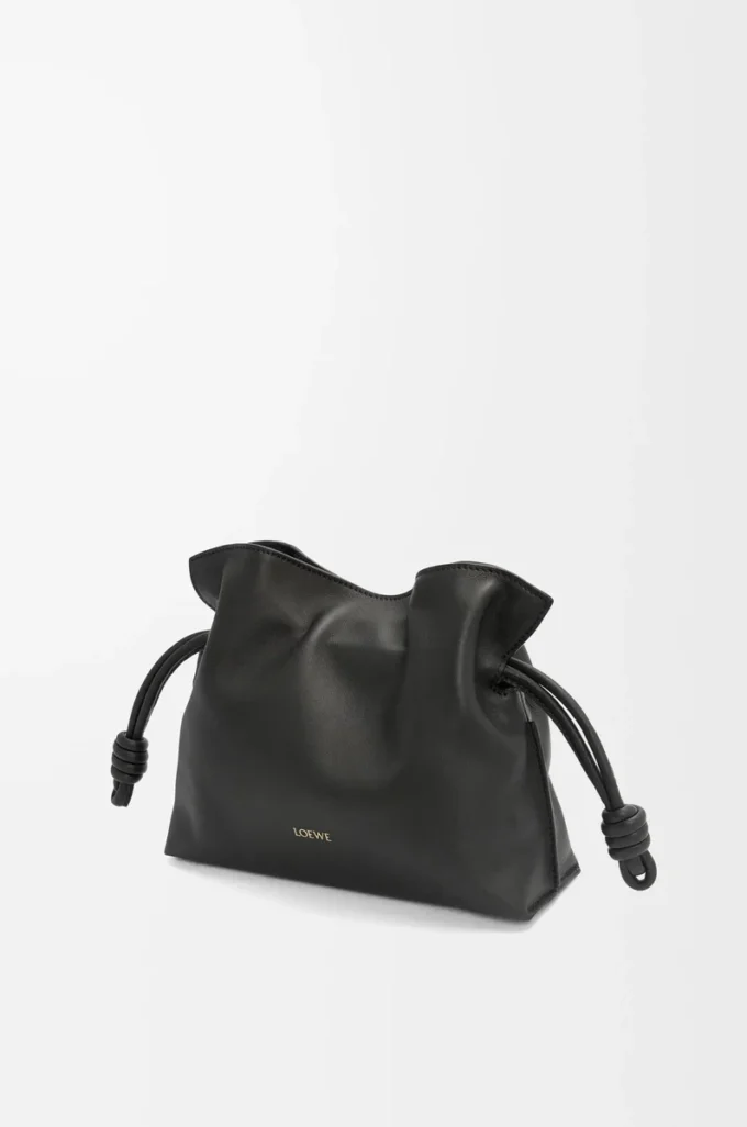 Nappa dana derisinden üretilmiş Mini Flamenco clutch Siyah