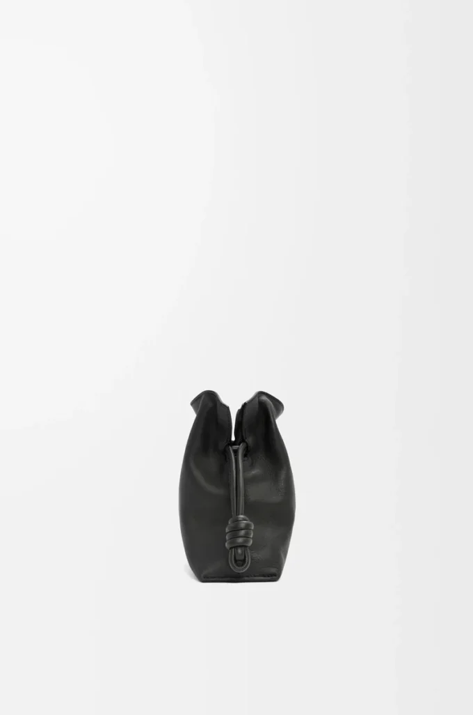 Nappa dana derisinden üretilmiş Mini Flamenco clutch Siyah