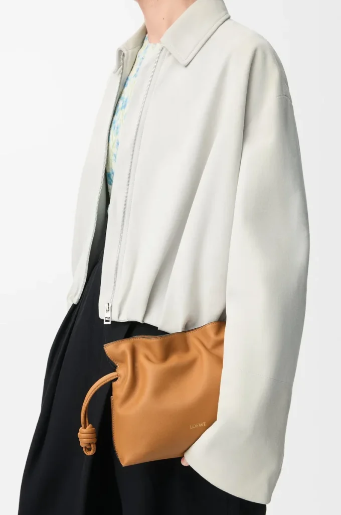 Nappa dana derisinden üretilmiş Mini Flamenco clutch Warm Desert