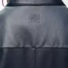 Nappa kuzu derisi kısa kollu gömlek Koyu lacivert
