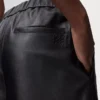 Nappa kuzu derisinden kısa pantolon Siyah