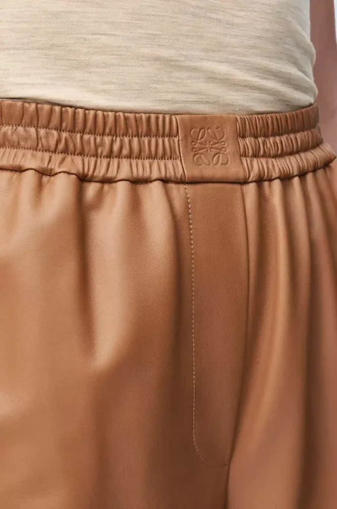 Nappa kuzu derisinden kısa pantolon Toffee