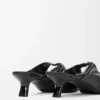Nappa kuzu derisinden Pebble Soft mule, Siyah