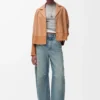 Nappa kuzu derisinden pijama bluzu Toffee