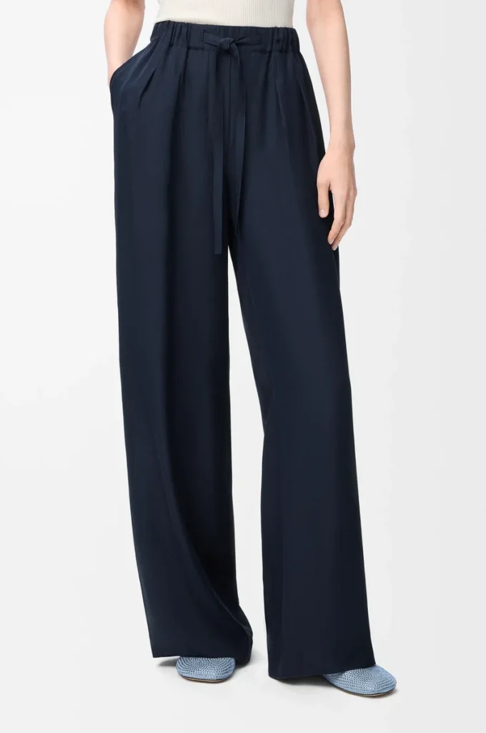 Navy mavisi ipek pijama pantolonu