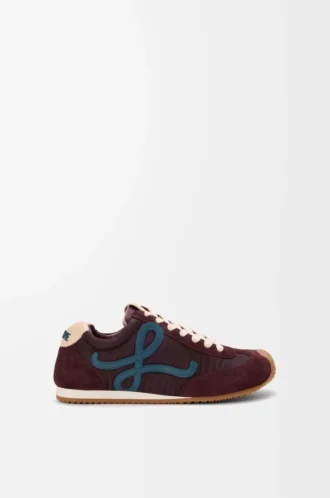 Naylon ve dana derisinden üretilmiş Ballet Runner 2.0 Bordo/Ördek Mavisi/Hamur