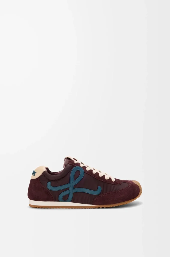 Naylon ve dana derisinden üretilmiş Ballet Runner 2.0 Bordo/Ördek Mavisi/Hamur