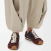 Naylon ve dana derisinden üretilmiş Ballet Runner 2.0 Bordo/Ördek Mavisi/Hamur