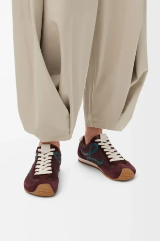 Naylon ve dana derisinden üretilmiş Ballet Runner 2.0 Bordo/Ördek Mavisi/Hamur
