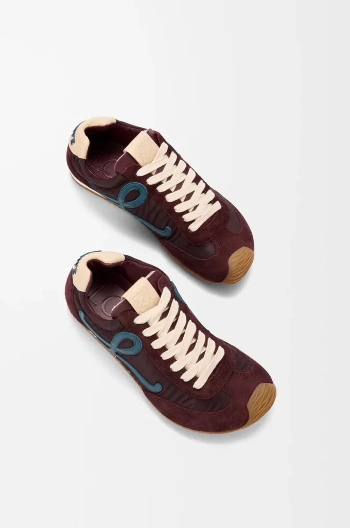 Naylon ve dana derisinden üretilmiş Ballet Runner 2.0 Bordo/Ördek Mavisi/Hamur