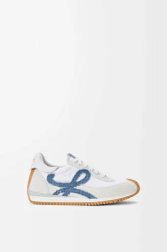 Naylon ve süetten Flow Runner 2.0 Beyaz/Açık Denim
