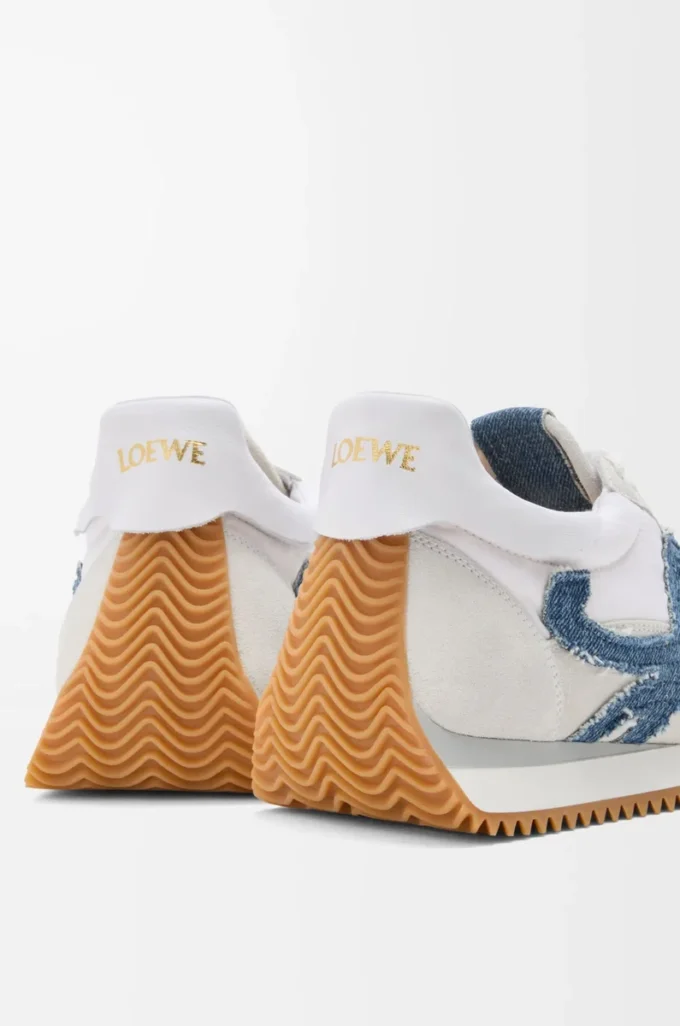Naylon ve süetten Flow Runner 2.0 Beyaz/Açık Denim