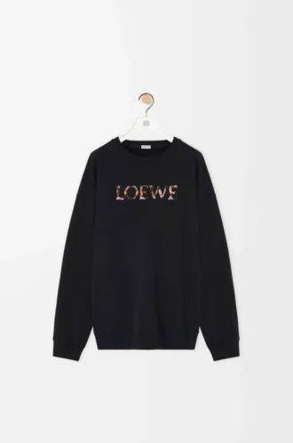 Normal kesim pamuklu sweatshirt Siyah