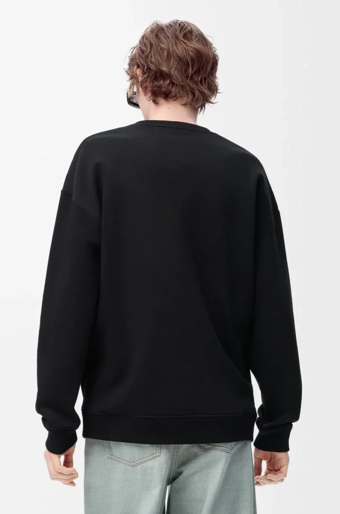 Normal kesim pamuklu sweatshirt Siyah