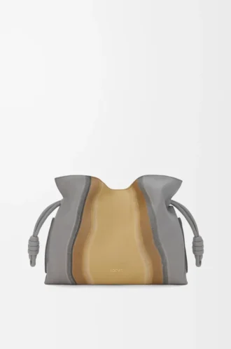 Orta boy Flamenco çanta Landscape, nappa dana derisi Sparkling Grey/Butter