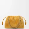 Orta boy Flamenco çanta, shearling Sarı