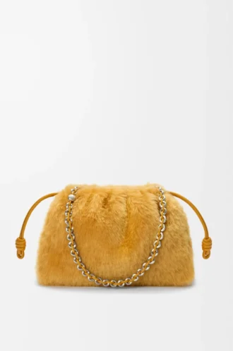 Orta boy Flamenco çanta, shearling Sarı