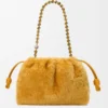 Orta boy Flamenco çanta, shearling Sarı