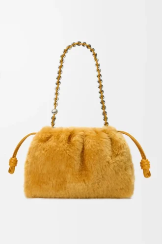 Orta boy Flamenco çanta, shearling Sarı