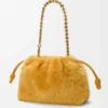 Orta boy Flamenco çanta, shearling Sarı