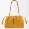 Orta boy Flamenco çanta, shearling Sarı