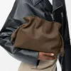 Orta boy Flamenco clutch, grenli nubuk Tundra