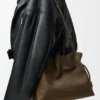 Orta boy Flamenco clutch, grenli nubuk Tundra