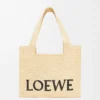 Orta boy LOEWE Font tote çanta, rafya Doğal