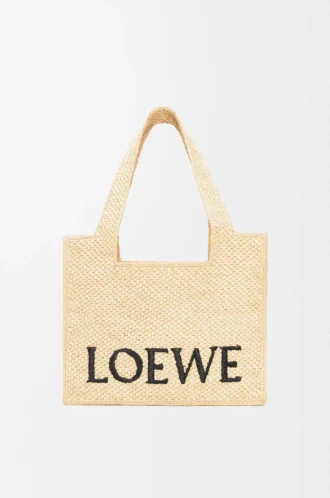 Orta boy LOEWE Font tote çanta, rafya Doğal