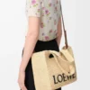 Orta boy LOEWE Font tote çanta, rafya Doğal
