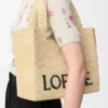 Orta boy LOEWE Font tote çanta, rafya Doğal