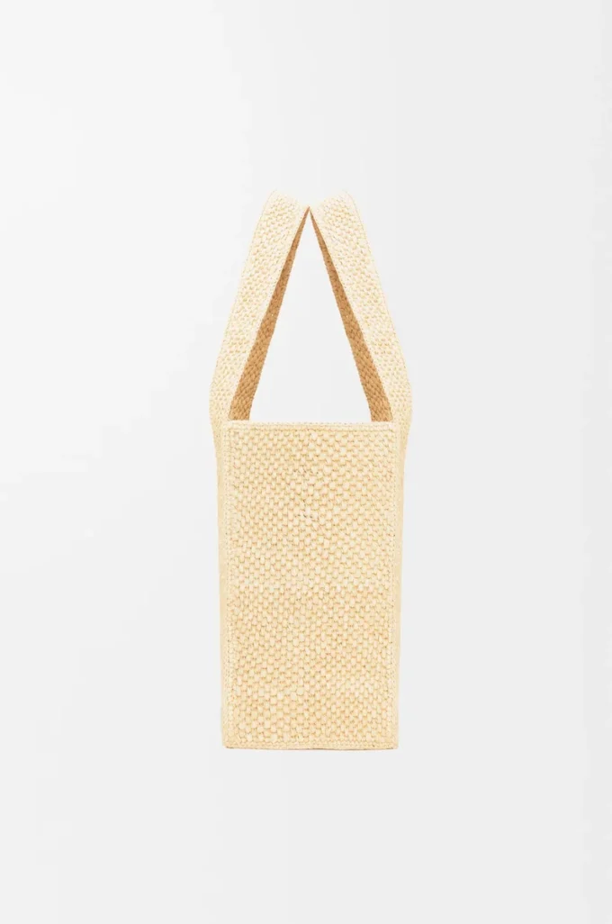 Orta boy LOEWE Font tote çanta, rafya Doğal
