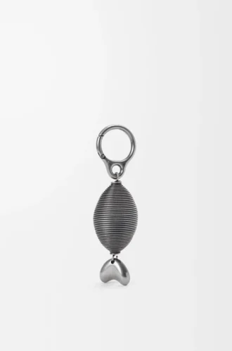 Oval balık charm Eskitilmiş Gümüş