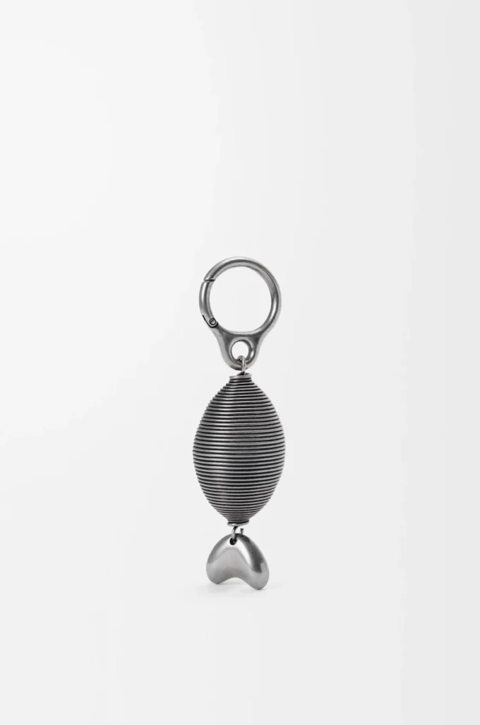 Oval balık charm Eskitilmiş Gümüş