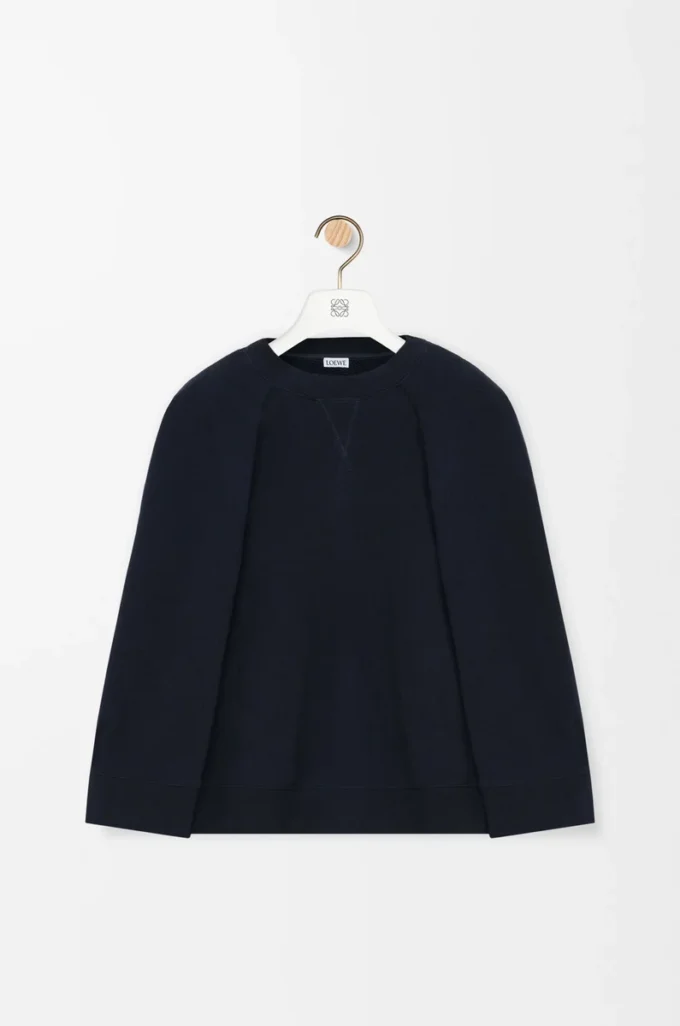 Pamuk karışımlı pelerin sweatshirt Gece mavisi