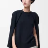 Pamuk karışımlı pelerin sweatshirt Gece mavisi